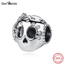 Original 925 Sterling Silver Charms Crystal Beads Fit Bracelet Flower Sparkling Skull Charm Women Diy Fashion Jewelry 2024 - buy cheap