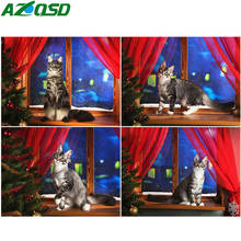 AZQSD 5D Diamond Embroidery Cat Mosaic Full Drills Needlework Diamond Painting Animals Handmade Gift Home Decoration 2024 - buy cheap