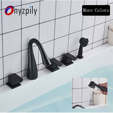 Onzpily-conjunto de torneira para banheira com ponta de ganso, cromada, para banheira, misturador, banheiro, montagem na piscina, 5 buracos, ganso, banho 2024 - compre barato