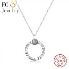 FC Jewelry-collar de cuentas de Plata de Ley 925 para mujer, colgante redondo europeo, cadena de eslabones, Gargantilla, abalorio de Navidad, novedad 2024 - compra barato