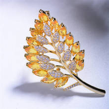 3 Colors Gold/Silver Color Brooches for Women Elegant Leaves Yellow Crystal Brooch Pin Delicate Christmas Gift Badge Jewelry 2024 - buy cheap