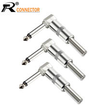 10pcs Right Angle 6.35mm Jack Microphone Male plug Assembly 6.3mm mono Nickle plating Audio Plug Connector 2024 - buy cheap