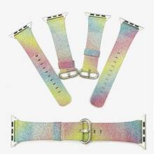 Glitter Rainbow Leather Strap for Apple Watch Band iWatch Series 5 4 3 2 1 Bling Replace Watchband 42/44mm 38/40mm Bracelet 2024 - buy cheap