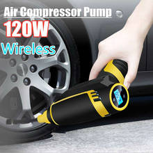 Compressor de ar digital sem fio, bomba de ar elétrica portátil para pneus de carro e bicicletas, 12v, 120w 2024 - compre barato