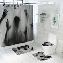Printed Waterproof Shower Curtain with Bath Mat Bathroom Carpet Anti-slip Shower Foot Mat Mildewproof U-Shaped Toilet Rug Set 2024 - buy cheap