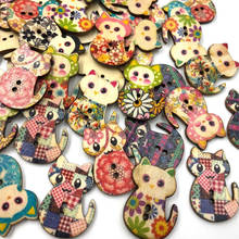 30 pçs misturam botões de gato de madeira lote artesanato/crianças costura embelezamento 30mm wb467 2024 - compre barato