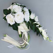 Водопад Шелковая Роза украшение для свадьбы букет для подружек невесты свадебные букеты белые Искусственные цветы Свадебные принадлежности украшение дома 2024 - купить недорого