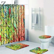 Zeegle 4 pçs conjunto de toalete anti deslizamento banheiro capacho tapete chuveiro flanela macio toalete pedestal pé tapete à prova dwaterproof água cortina conjunto 2024 - compre barato