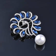Leeker sólido pavão pérola broche para o pino feminino com azul cúbico zircão pedras vintage jóias acessórios zd1 lk2 2024 - compre barato