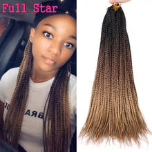 Full Star Color Box Braids 3S Crochet Braids Synthetic Hair Extensions Ombre black Purple Blue Color 24 Roots  22“ ”for Women 2024 - buy cheap