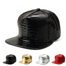 Casquette Crocodile Blank PU Leather Cap DIY Flat Brimmed  Adjustable Hip Hop Women Men Hat Golden Silver Black Red Cap for Rap 2024 - buy cheap