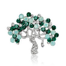Crystal Diamante Life Tree Brooches For Women Rhinestone Leaf Lapel Pin Christmas Tree Brooch  For Scarf Clothing Jewelry AL255 2024 - buy cheap