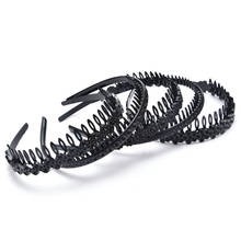 1PCS Plain Black Stretchy Elastic Thin Hard Metal Hair Hoop Hair Hand Headband Holder Clasp Comb Hairgrips With Teeth Crown 2024 - buy cheap