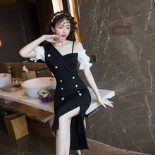 COIGARSAM Sexy Women's one-piece dress Korean Summer Vintage Dresses Black 937 2024 - buy cheap