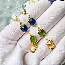 Fashion Square Shape Candy Crystal Stone Dangle Earrings Gold Color Drop Earrings Women Wedding Party Fine Jewelry 2024 - buy cheap