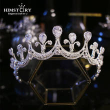 HIMSTORY New Rhinestones Cubic Zirconia Wedding Tiara CZ Bridal Queen Princess Pageant Bridal Crown Bridesmaids Hair Jewelry 2024 - buy cheap