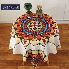 Round Flax Thicken Christmas Tablecloth Ethnic Style Table Cover Wedding Festival Party Hotel Coffe Table Cloth Home Decorations 2024 - buy cheap