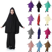 Vestido musulmán para niñas, conjunto de 2 piezas, bufanda larga Abaya, Hijab, maxifaldas, ropa islámica, prenda árabe de oración, Jilbab, Burqa, caftán 2024 - compra barato