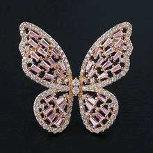 CZ stones butterfly charm bar pin badge brooches fashion ornament jewelry accessories 2024 - buy cheap