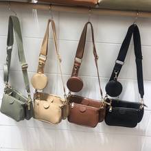 Fashion Solid Color Pu Leather Women Shoulder Bag Casual Crossbody Messenger Bags Women Handbags Totes Bag 3 Sets Evening Purse 2024 - buy cheap