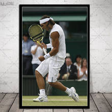 Poster de arte rafael nadal tennis player lona retro pintura da parede quadros para sala estar decoração casa 2024 - compre barato