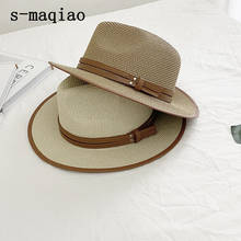 s-maqiao Summer Hat for Women Men Panama Straw Hat Spring Beach Hats Fedora UV Sun Protection Capchapeau Femme 2024 - buy cheap