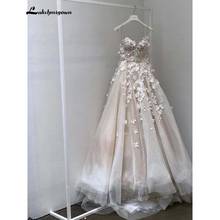 Vestidos de casamento clássicos com flor coração a-linha, vestidos de noiva sexy, vestidos de casamento 2024 - compre barato