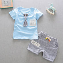 Boys Baby Clothes Set Cotton Infant Boys Children's Clothing Set Cartoon Tie Gentleman Short Sleeve T-shirt Shorts 2 Piece Set 2024 - buy cheap