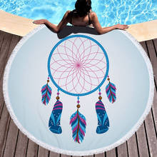 Boho Dreamcatcher Microfiber Round Beach Towel Thick Shower Bath Towels Summer Swimming Circle Mat Towels 550g With Tassels 2024 - buy cheap