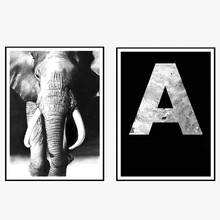 New Nordic Modern Simple Oil Painting Black and White Elephant Letter Frameless Decoration Drawing Room Canvas Wall Art Poster 2024 - buy cheap