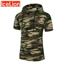 IceLion 2021 Camouflage Hooded T Shirt Men Summer Short Sleeve Long T-shirt Fashion Side Zipper Men's Tshirt Hip Hop Streetwear 2024 - buy cheap
