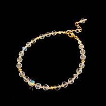 Lii Ji-pulsera de cristal austriaco para mujer, brazalete de oro de 14 quilates, piedra Natural de 4mm, 17 + 3cm, hecha a mano 2024 - compra barato