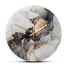 New Nordic Fashion Printed Wall Clock Modern Design Marble Texture Quartz Non-Ticking Colorful Painting Home Decor Wall Watch 2024 - buy cheap
