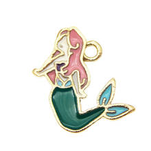 Julie Wang 5PCS Enamel Small Mermaid Charms Alloy Gold Tone Cartoon Mermaid Pendant Bracelet  Jewelry Making Accessory 2024 - buy cheap