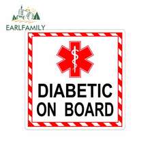 EARLFAMILY 13cm x 13cm Car Styling Diabetic On Board Sticker Medical Safety Alert Emergency 911 Car Window Decal Car Sticker 2024 - buy cheap