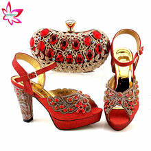 Zapatos italianos y bolso para mujer, zapatos de tacón cómodos a juego, en Color rojo, de alta calidad y bolso de noche 2024 - compra barato