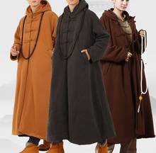 UNISEX COTTON winter warm cape uniforms buddhist zen meditation cloak buddhism lay shaolin monks clothing abbot coat suits 2024 - buy cheap