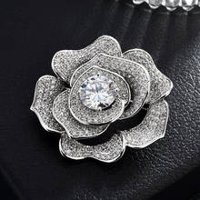 Zircons Blossom Rose Copper Flower Charm Bar Pin Brooches Badge Ornament Jewelry Accessories for Ladies 2024 - buy cheap