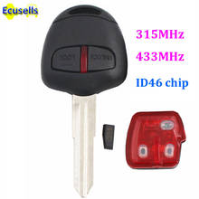 Remote Key Fob 2 Button for Mitsubishi ASX Lancer Outlander ID46 CHIP 315mhz 433MHz Right uncut blade 2024 - buy cheap