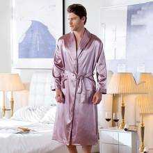 Розовый китайский мужской халат ночной костюм из вискозы, летняя Домашняя одежда, повседневная Пижама с V-образным вырезом, платье кимоно, юката, банный халат, размер M, L, XL, XXL, XXXL 2024 - купить недорого