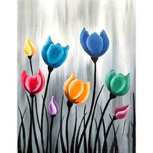 Colorido tulipa flor diy pintura por números pintados à mão pintura a óleo adulto criança imagem colorir decoração de casa presente exclusivo 2024 - compre barato