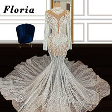 Elegant Illusion Mermaid Wedding Dresses 2020 Dubai Lace Long Train Bridal Gown Bride Saudi Arabia Wedding Gown Vestido De Noiva 2024 - buy cheap