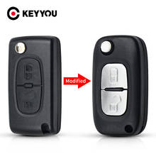 KEYYOU-funda para llave de coche, accesorio plegable y modificado con 2 botones, para PEUGEOT 406, 407, 408, 308, 307, 107, 207, CE0523, 30x 2024 - compra barato