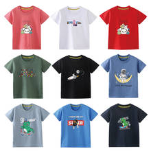 Camiseta de manga corta de algodón para niños, camisetas coreanas con cuello redondo, camisa con estampado Animal, ropa para niños 2021 2024 - compra barato
