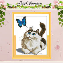 Cat and  Butterfly Counted Cross Stitch 11CT 14CT Cross Stitch Set Wholesale Animals Cross-stitch Kits Embroidery Needlework 2024 - buy cheap