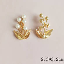 10 PCS 23*32mm Metal Alloy KC Gold Imitation Pearl Leaf Branch For Headwear Brooch Material DIY Handmade Jewelry Accessories 2024 - buy cheap