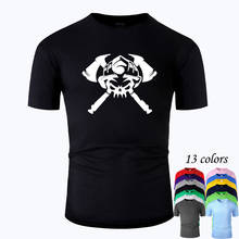 Camiseta de algodón Unisex, camisa de manga corta con diseño de calaveras, hacha, arte, cuello redondo, informal, de verano, m02007 2024 - compra barato