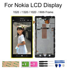 ЖК-дисплей с сенсорным экраном и дигитайзером в сборе с рамкой для Nokia Lumia 1520 1320 1020 N1520 N1320 N1020, запасные части 2024 - купить недорого