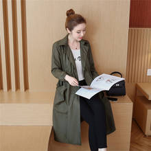 Тренч женский корейский стиль весна осень средней длины большой размер Повседневная ветровка с длинным рукавом свободное тонкое пальто K292 2024 - купить недорого