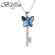 BAFFIN-Colgante de mariposa con forma de llave, collares con cristales de Swarovski-Elements, joyería de Color plateado a la moda para niñas y mujeres, regalos 2024 - compra barato